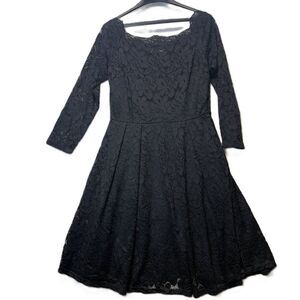 Miss May Black Lace Midi Dress XL Retro Gorgeous City Long Sleeve  Fit & Flair